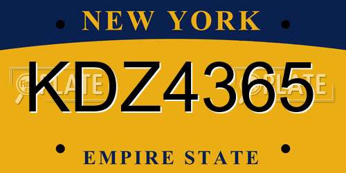 KDZ4365 New York License Plate