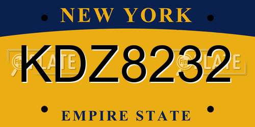 KDZ8232 New York License Plate