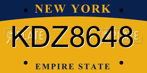 KDZ8648 New York License Plate