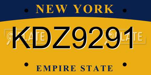 KDZ9291 New York License Plate