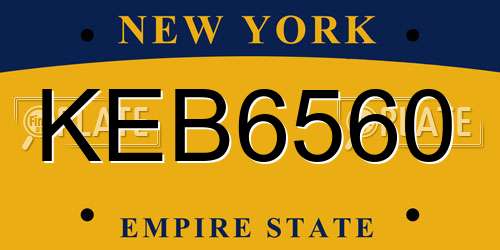 KEB6560 New York License Plate