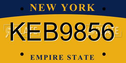KEB9856 New York License Plate