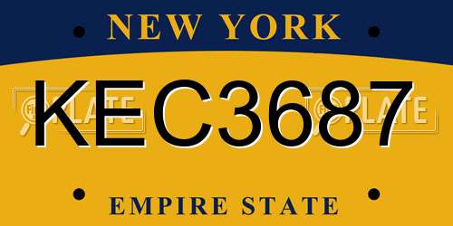 KEC3687 New York License Plate