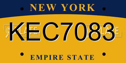 KEC7083 New York License Plate