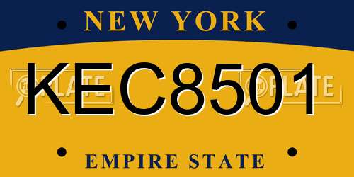 KEC8501 New York License Plate