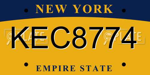 KEC8774 New York License Plate