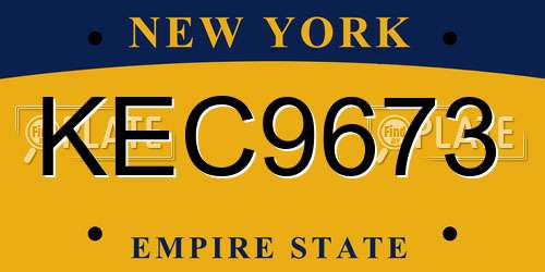 KEC9673 New York License Plate