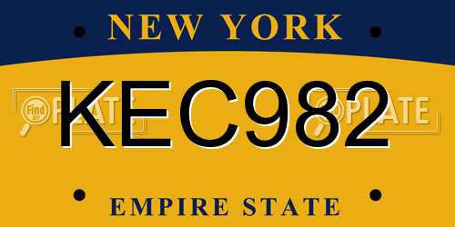 KEC982 New York License Plate