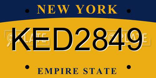 KED2849 New York License Plate