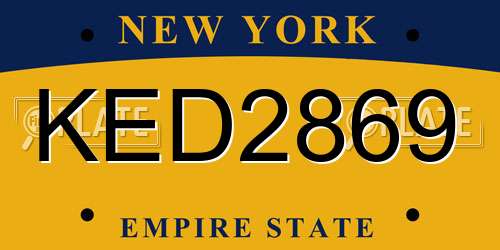 KED2869 New York License Plate