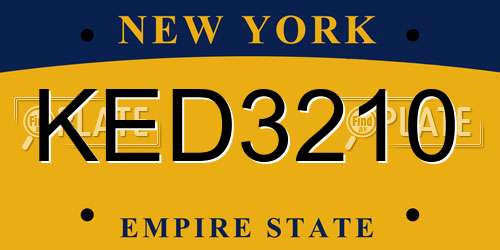 KED3210 New York License Plate