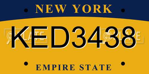 KED3438 New York License Plate