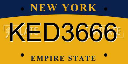 KED3666 New York License Plate