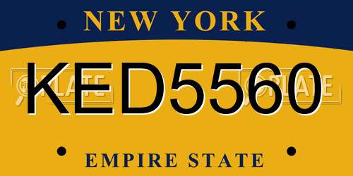 KED5560 New York License Plate