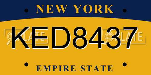 KED8437 New York License Plate