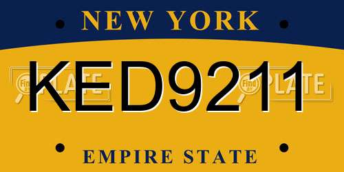 KED9211 New York License Plate