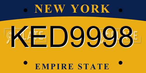 KED9998 New York License Plate