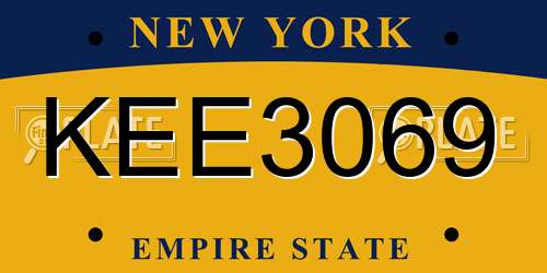 KEE3069 New York License Plate