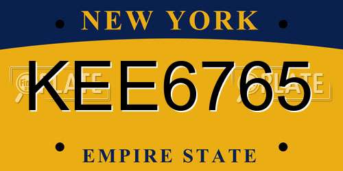 KEE6765 New York License Plate