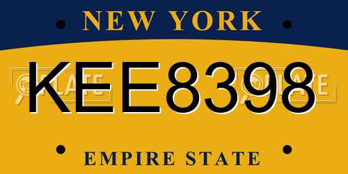 KEE8398 New York License Plate