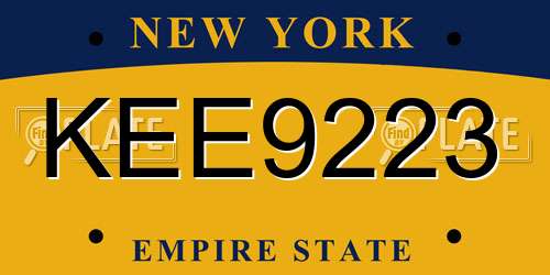 KEE9223 New York License Plate