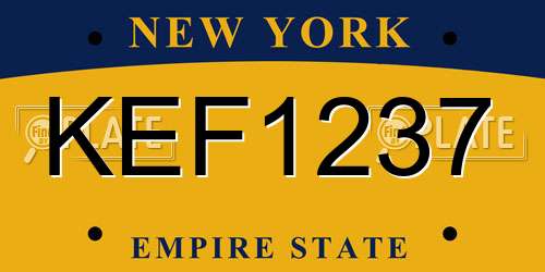 KEF1237 New York License Plate