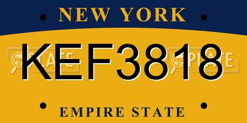 KEF3818 New York License Plate