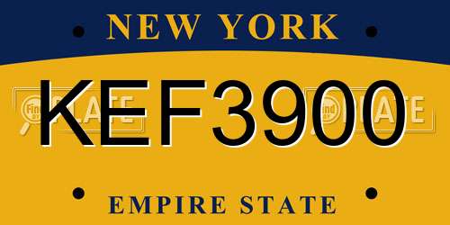 KEF3900 New York License Plate