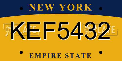 KEF5432 New York License Plate