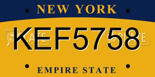 KEF5758 New York License Plate
