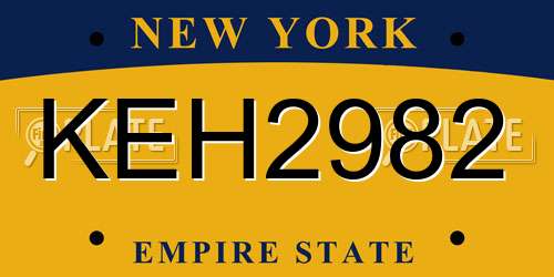 KEH2982 New York License Plate