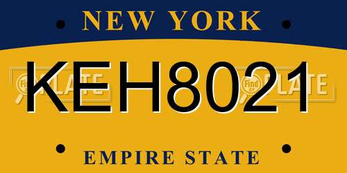 KEH8021 New York License Plate