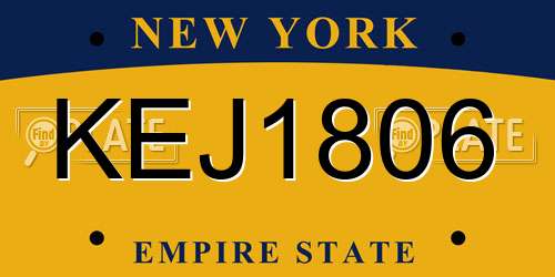 KEJ1806 New York License Plate