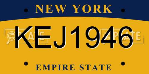 KEJ1946 New York License Plate