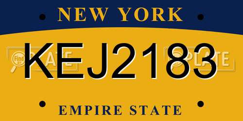 KEJ2183 New York License Plate