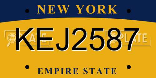 KEJ2587 New York License Plate