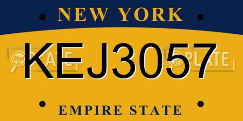 KEJ3057 New York License Plate