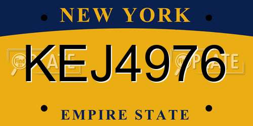 KEJ4976 New York License Plate