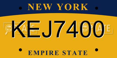 KEJ7400 New York License Plate