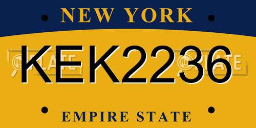 KEK2236 New York License Plate