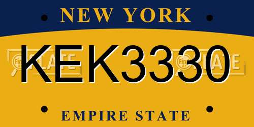 KEK3330 New York License Plate