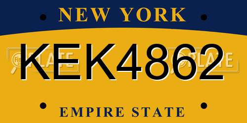 KEK4862 New York License Plate