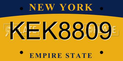 KEK8809 New York License Plate