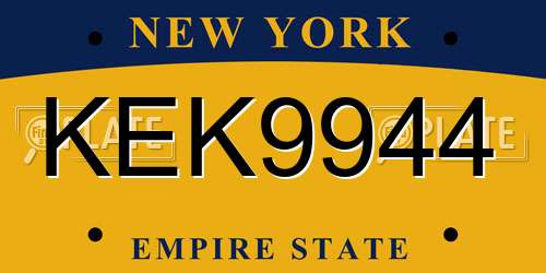 KEK9944 New York License Plate