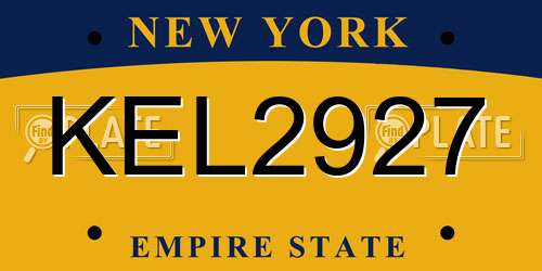 KEL2927 New York License Plate