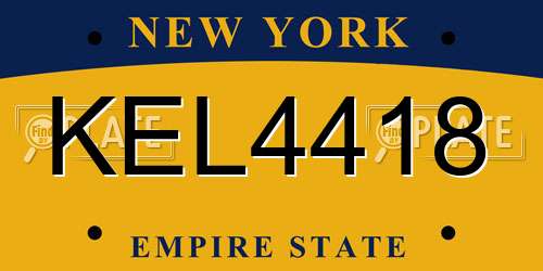 KEL4418 New York License Plate