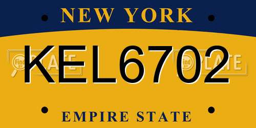 KEL6702 New York License Plate