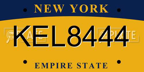 KEL8444 New York License Plate