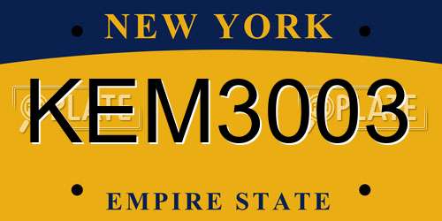KEM3003 New York License Plate