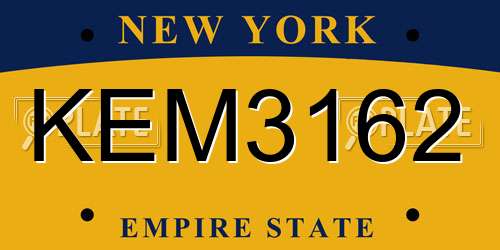 KEM3162 New York License Plate